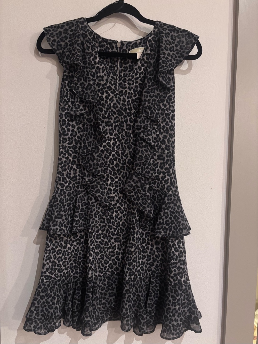 Michael Kors Leopard Print Dress - Black & Gray